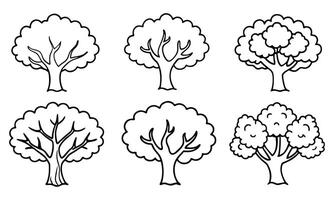 Oak tree outline isolated flat illustration on white background vector