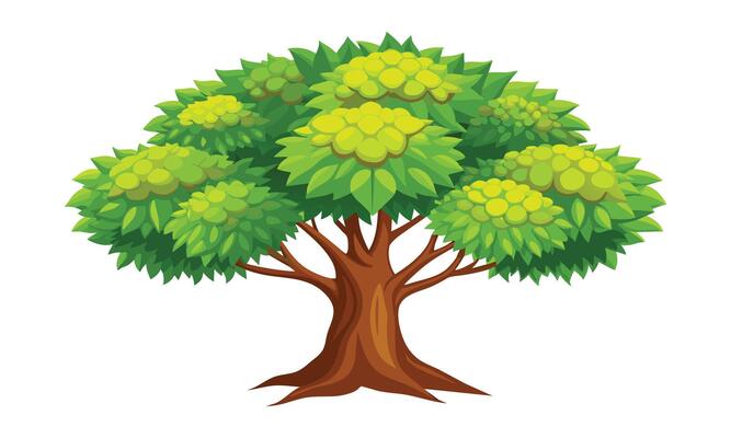 Chestnut tree outline isolated flat illustration on white background