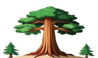 Sequoia tree isolated flat illustration on white background. vector