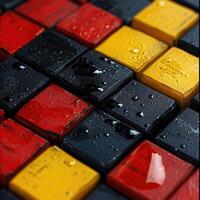 Abstract block stack wooden 3d cubes, colorful wood texture for backdrop photo
