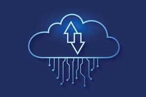 Cloud storage. A digital service or application that transfers data to a server or hosting service. Data transfer protection and data center connection network. Web-based cloud. illustration vector