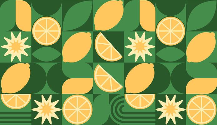 Abstract geometric fruit pattern. Shapes of natural organic flower plants, eco-agriculture citrus. minimal illustration