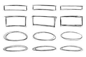 Hand drawn frame clipart. Ink scribble set. Elements for design vector