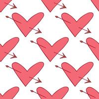 Seamless pattern with hand drawn heart doodle for decorative print, wrapping paper, greeting cards and fabric vector