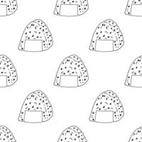 Seamless pattern with onigiri for decorative print, wrapping paper, menu, wallpaper and fabric vector