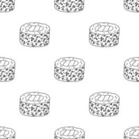 Seamless pattern with sushi roll for decorative print, wrapping paper, menu, wallpaper and fabric vector