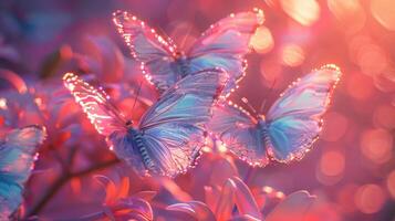 Vibrant holographic butterflies pattern photo