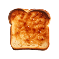 a slice of toast bread isolated on a transparent background, top view png