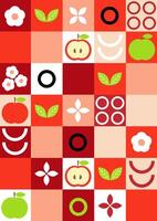 Modern geometric background. Abstract nature, flowers, leaves and fruits, fruits. Set of icons in flat geometric minimalist style. Bauhaus, botany. Seamless pattern. illustration. vector