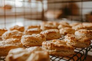 Biscuits Cooling on Kitchen Rack photo