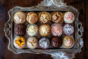 Varied Cupcake Tray for Event Catering photo