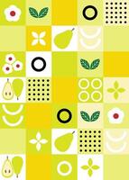 Modern geometric background. Abstract nature, flowers, leaves and fruits, fruits. Set of icons in flat geometric minimalist style. Bauhaus, botany. Seamless pattern. illustration. vector