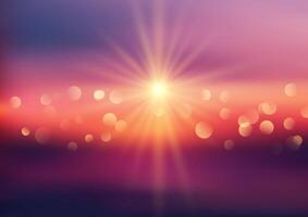abstract gradient blur sunset landscape background with bokeh lights vector