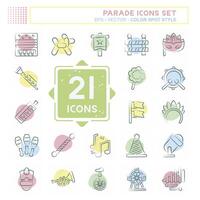 Icon Set Parade. related to Festival symbol. Color Spot Style. simple design illustration vector