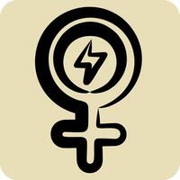Icon Girl Power. related to Woman Day symbol. hand drawn style. simple design illustration vector