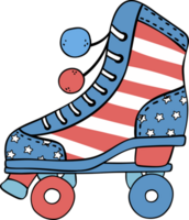 Retro Groovy 4th of July roller skate shoe Independence day festive cartoon doodle drawing png