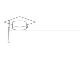 Graduation cap in one continuous line drawing pro illustration vector
