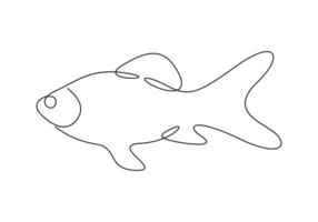 Goldfish in one continuous line drawing premium illustration vector