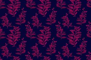 Plain tropical pattern with abstract shapes branches leaves on a dark background. hand drawing sketch. Creative burgundy floral stems seamless print. Design for fashion, fabric, wallpaper vector