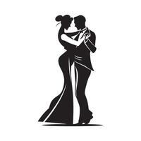 Man and woman tango dancers from side view standing together isolated on white background vector