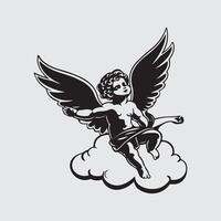 illustration vintage angel with engraving style Stock Image design vector