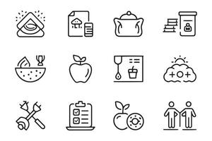 Weight loss, healthy nutrition and calorie counting related , editable stroke outline icon set vector