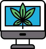 A computer monitor with a leaf on it vector