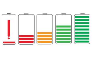 PriBattery charge indicator icons,Battery charge from high and low , illustrationnt vector