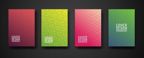 set cover design with modern geometric lines textured pattern and colorful dynamic gradation vector