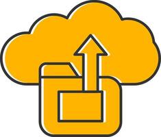 Cloud Data Upload Line Filled Slip Icon vector