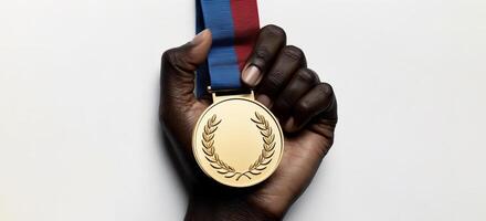 3d hacer de olímpico medallas de ganador, segundo y tercero sitio aislado foto