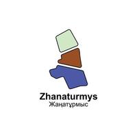 Zhanaturmys City map design, template with outline graphic sketch style isolated on white background vector