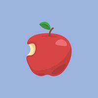 eaten red apple in style vector