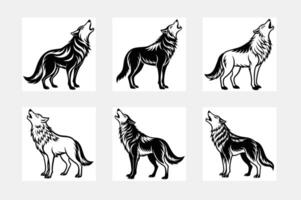 Majestic Wolf White Background Artwork Collection vector