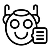 Smiling chatbot giving information with speech bubble vector