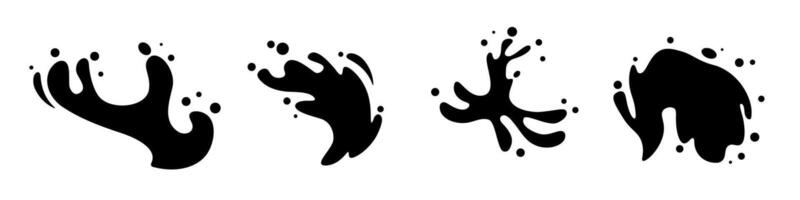 Abstract water splash shapes in black set vector
