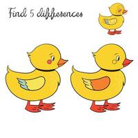 Find differences kids layout for game duck cartoon hand drawn doodle illustration vector