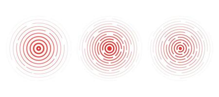 Concentric ripple circles set. Seismic Earthquake alert radar. Radial signal, sonar wave, soundwave rings. touch effect or pulse vector