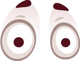Simple illustration of two cartoon eyes with raised eyebrows, conveying a sense of confusion, suspicion, or disbelief, isolated on a white background vector