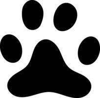 Simple black paw print symbol on a white background, representing pet care, animal tracks, and wildlife. Ideal for use in pet related designs, logos, and educational materials vector