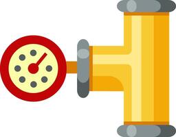 Water, gas, or oil pressure measuring gauge attached to a yellow pipeline, displaying pressure readings against a clean white background, highlights essential monitoring in industrial applications vector
