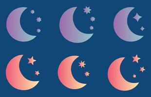 Crescent icon in glyph. Crescent icon set vector