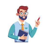 Creative Educator Utilizing Notebook for Teaching vector