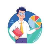 Inspiring Teacher Presenting Pie Chart for Learning vector