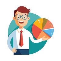 Creative Educator Highlighting Pie Chart for Teaching. vector