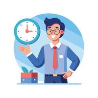 Instructor Watching Clock While Explaining vector