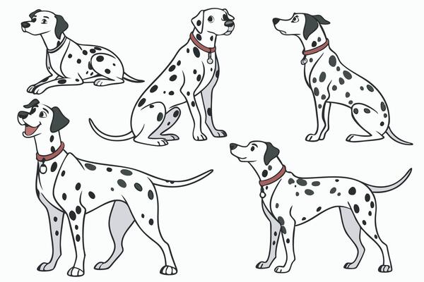 dalmatian dog set illustration
