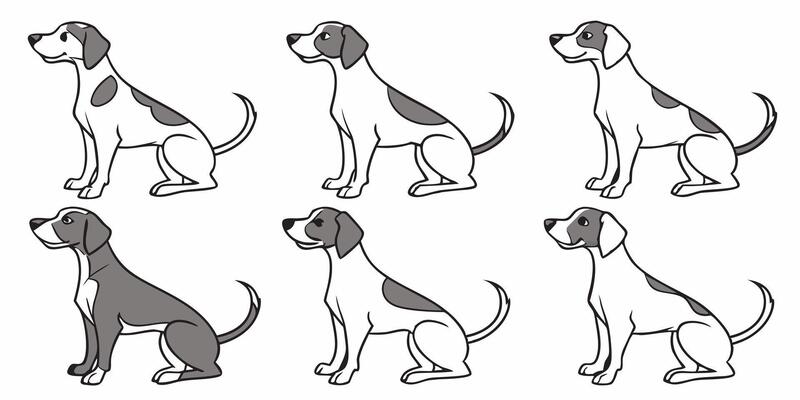 a set of dog silhouettes in different poses