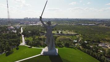 Drone view of the famous Soviet sculpture The Motherland Calls video