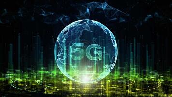 5G in Digital City. Technology Network Data Connection. Digital Network and Cyber Security. 5G connectivity of digital data and conceptual futuristic background video